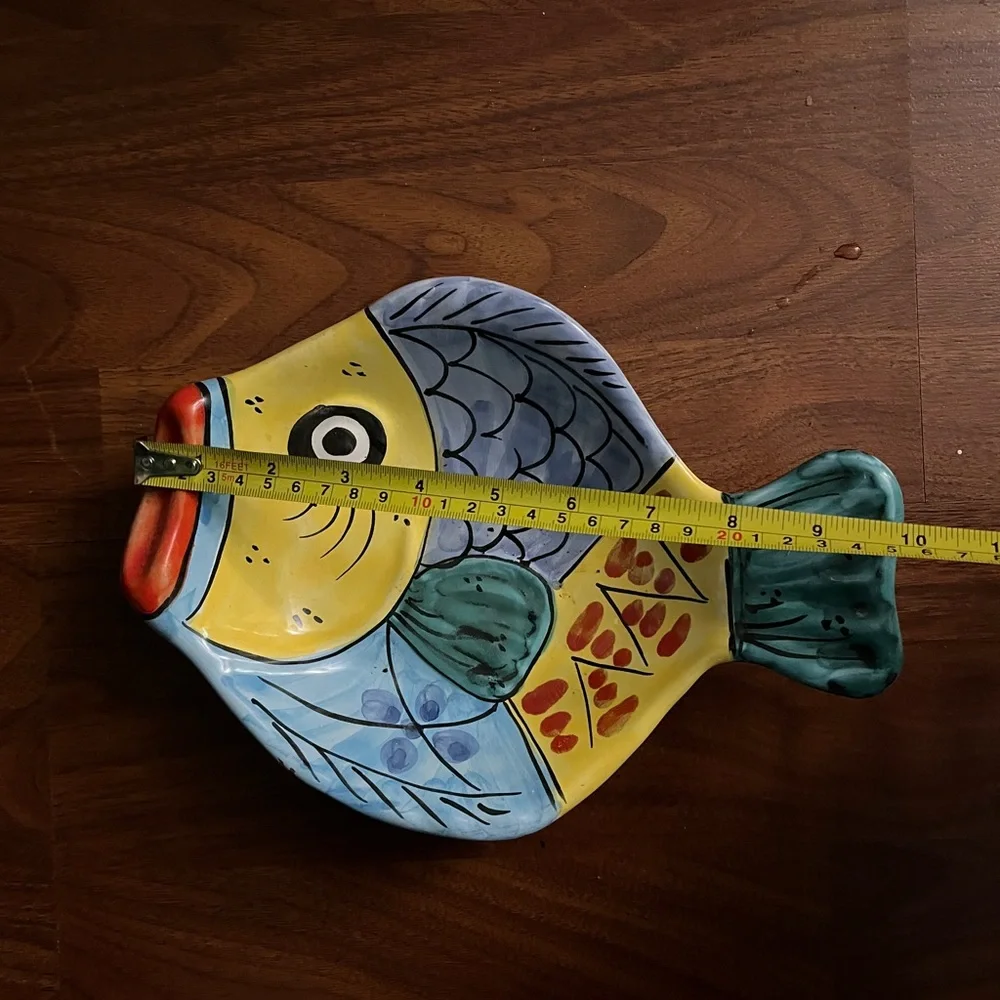 Desuir for Vietri Hand Painted Fish Dish Platter Ceramic Made In Italy Colorful